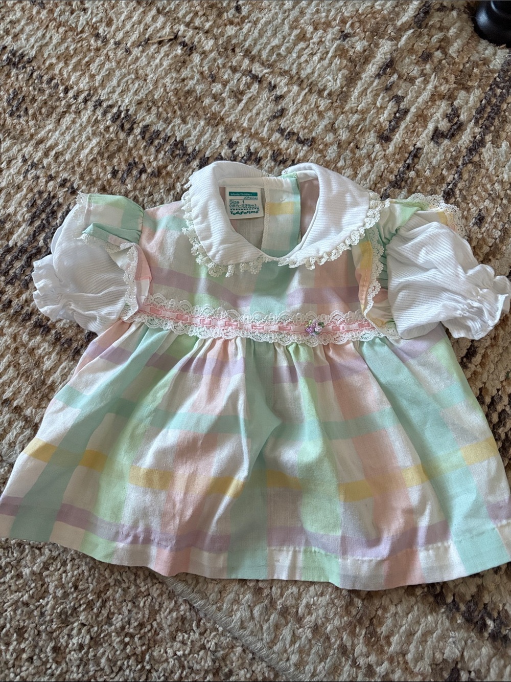Vintage Baby pastel plaid ruffle dress JCPenney size 1